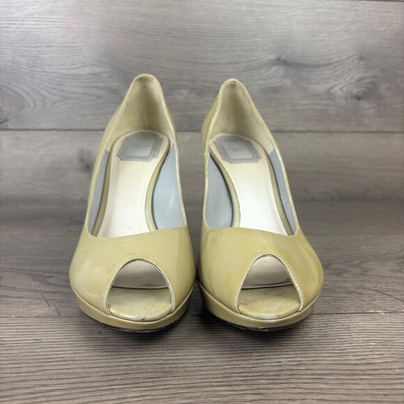 CHRISTIAN DIOR Beige Leather Peep-Toe Platform High Heels Pumps Women's 7 / 38 - Picture 3 of 10